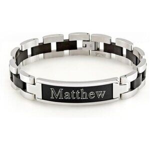 Engraved Men's Stainless Steel ID Bracelet - Name "Matthew" Bracelet